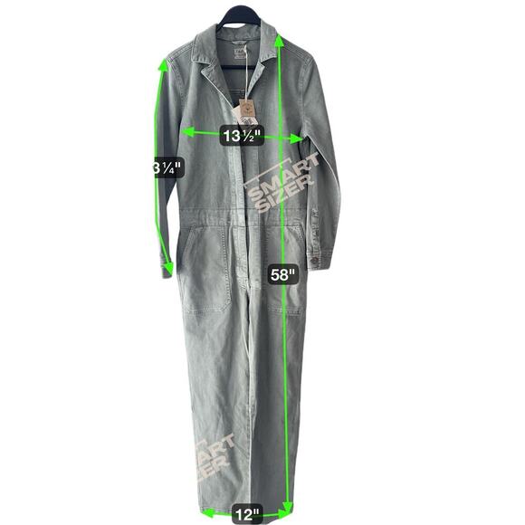 Faherty Overland Twill Jumpsuit Olive Green Organic Cotton XS NWT $228 - Picture 7 of 7